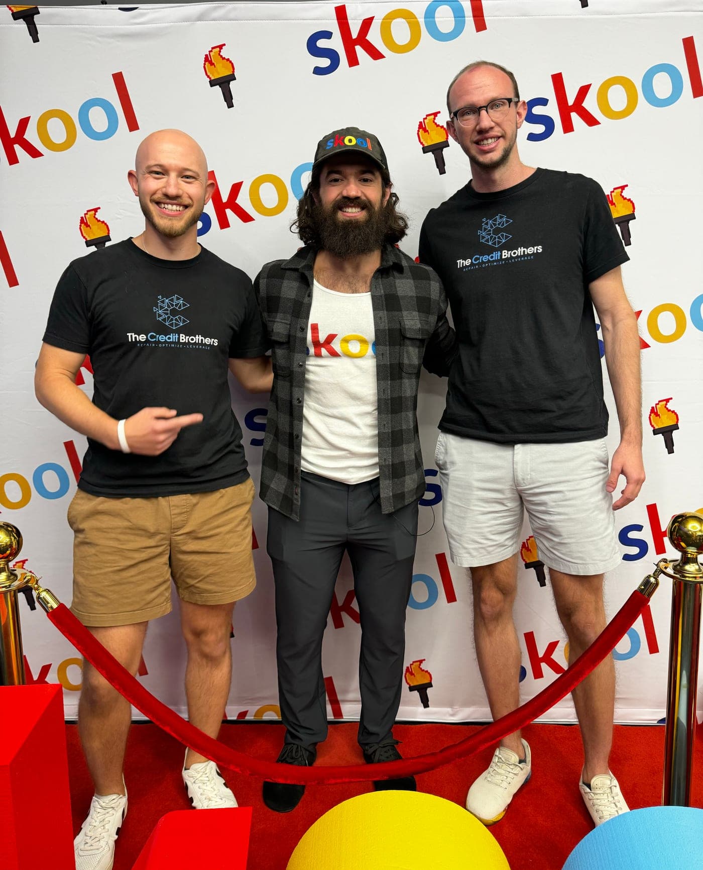 The Credit Brothers with Alex Hormozi at the Skool Games